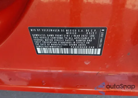 2021 Volkswagen Jetta 1.4T R-Line/1.4T S/1.4T Se из США, поврежденный, VIN 3VWC57BU7MM055827